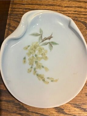 Bing & Grondahl Oyster Shell Butter Pat, Floral Trinket Dish, Denmark